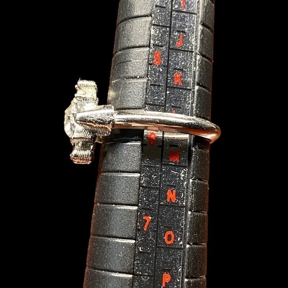 Vtg 1974 Avon Ring Starsong Clear Blue Rhinestones Silvertone Medium w Box - Picture 5 of 8